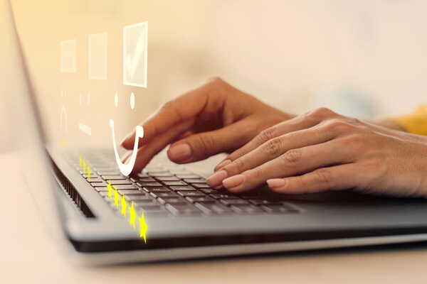 A person reading reviews and feedback online