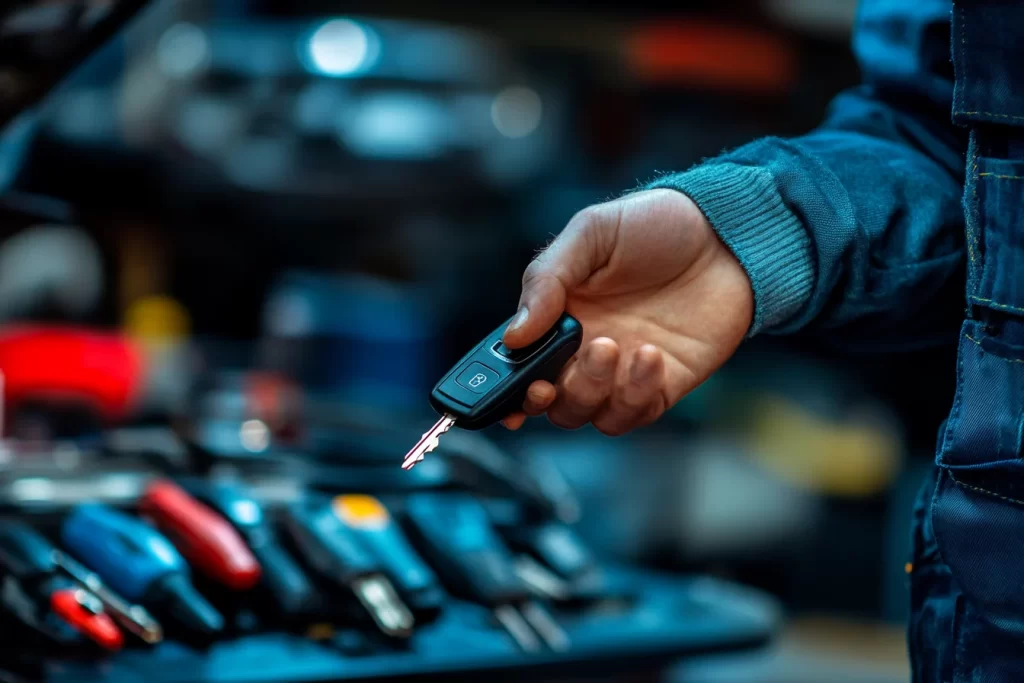 Locksmith Holding A Car Key Fob
