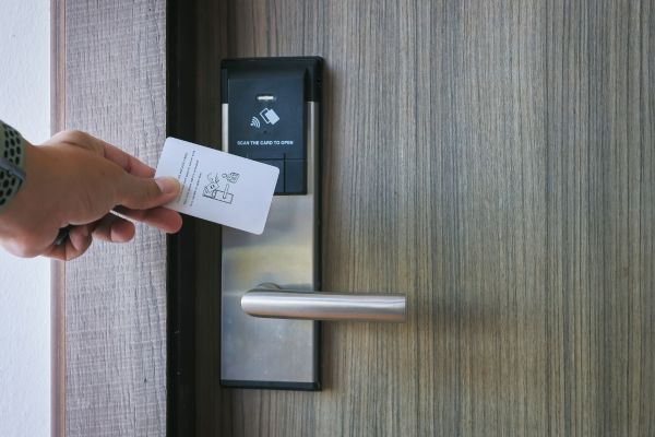 A modern key card door lock system