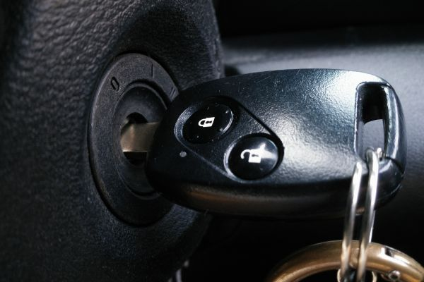 Car key jammed inside the vehicle’s keyhole.