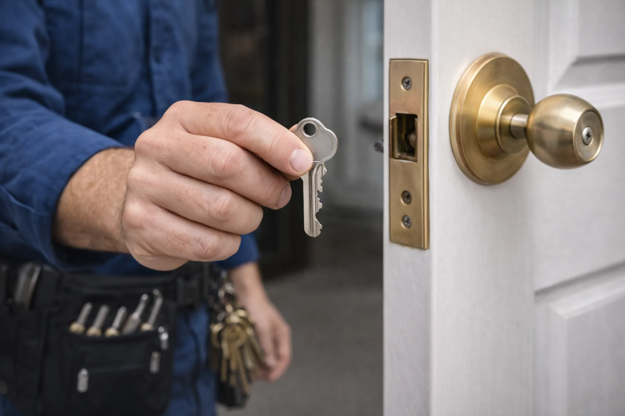 Locksmith In Whittier, MN showing the new key for the stablishment