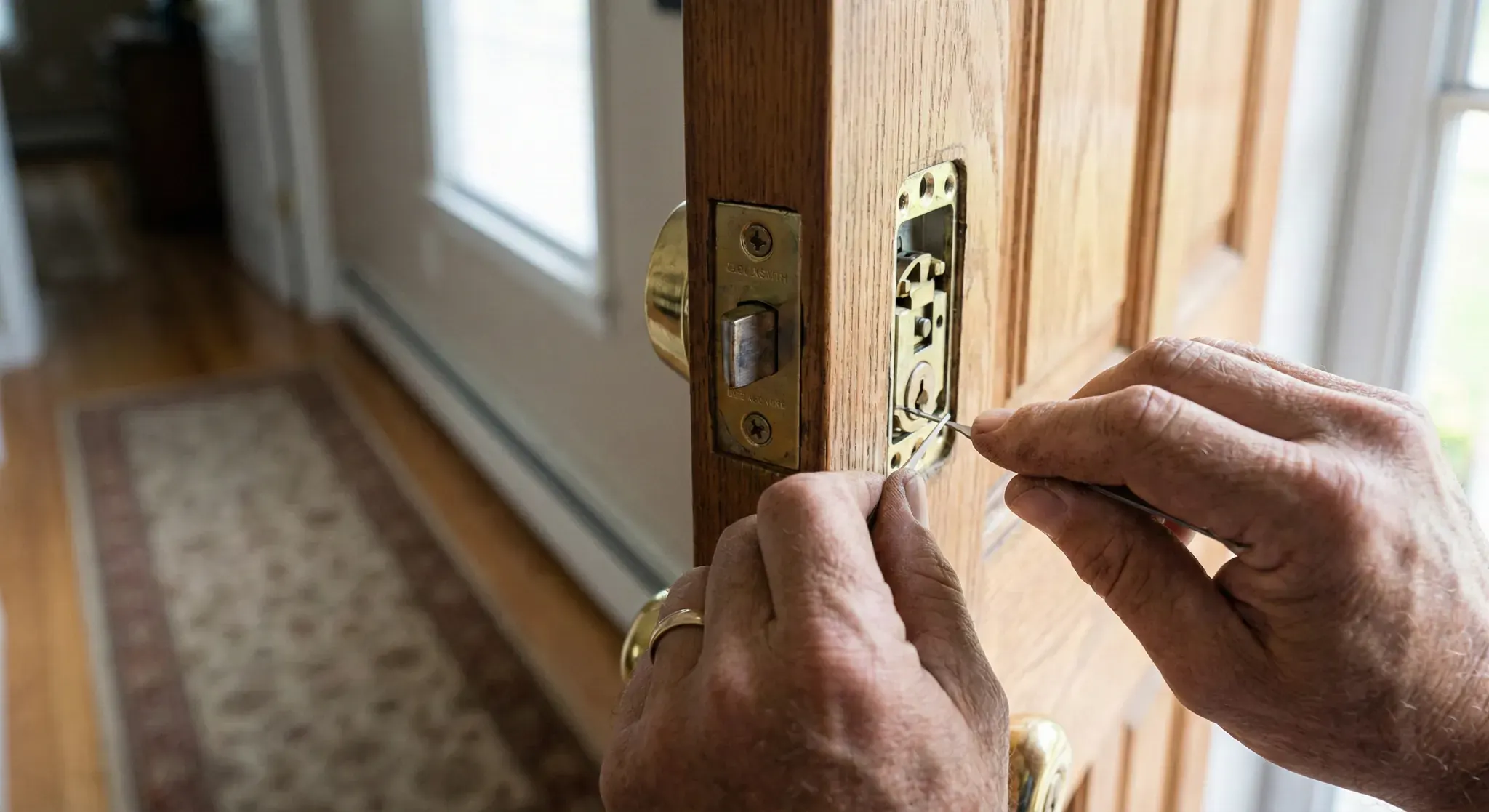 emergency locksmith fixing the door knob