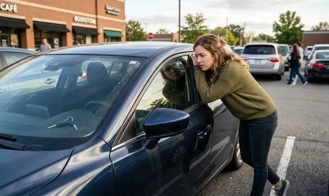 A worried woman left her key inside the car